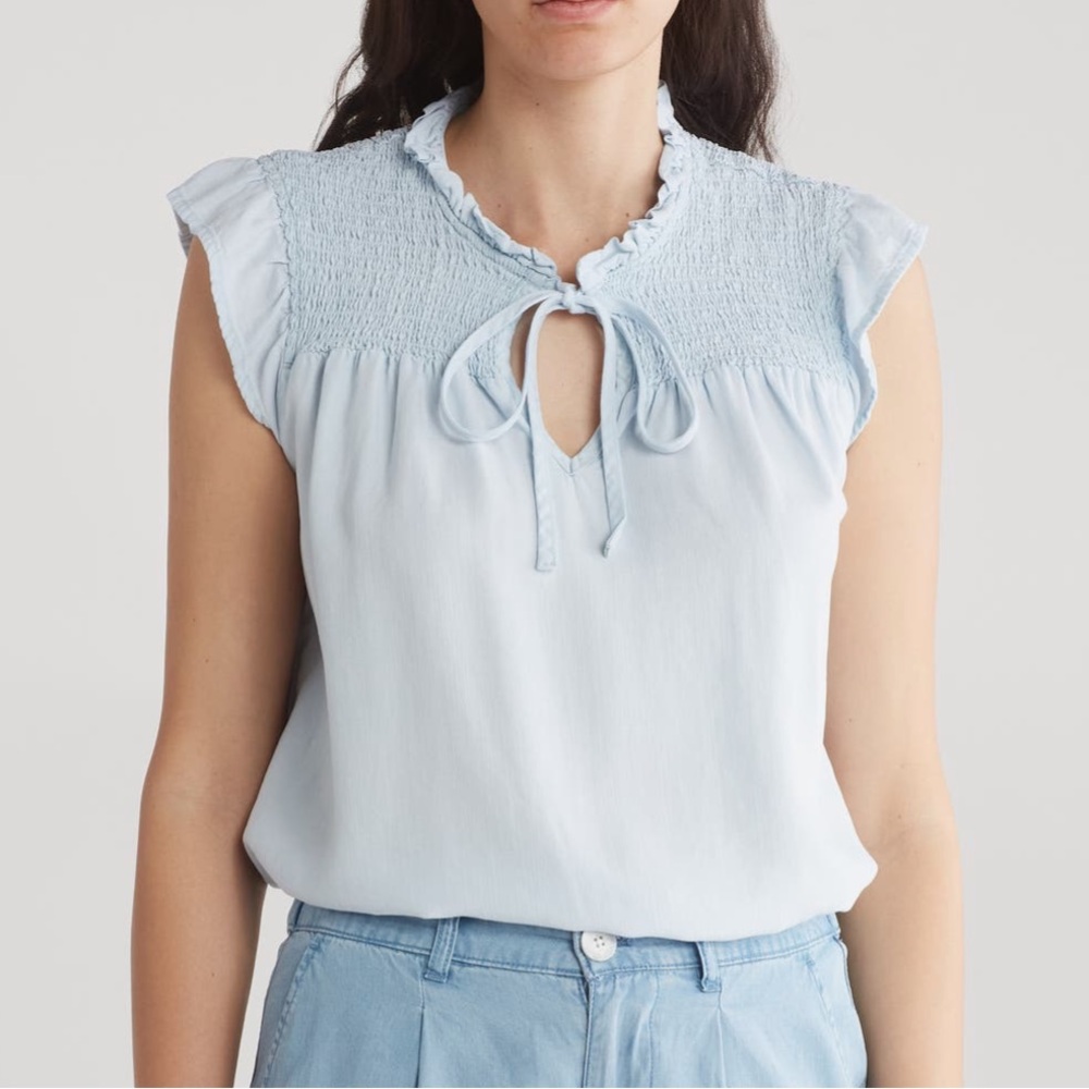 For the Republic Light Blue Women's smocked ruffle Top NWOT size S